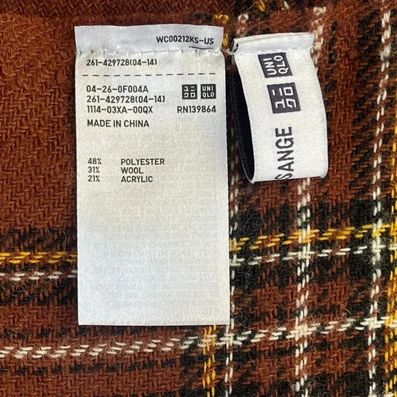 Uniqlo x Ines Dela Fressange Blanket Brown Plaid Woold Blend - Picture 13 of 14